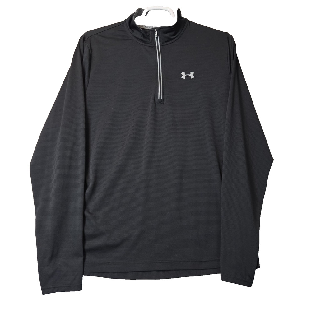 Under Armour Run Black LS 1/4 Zip Fitted Top Shirt Men's XXL Stretch Thumbholes